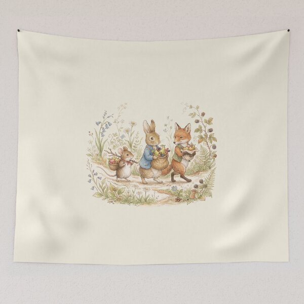 Item preview, Vintage Watercolor Forest Friends Harvest Walk - Classic Storybook Art designed and sold by Pasteltone.