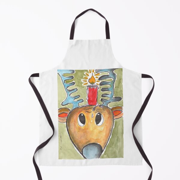 Item preview, Reindeer Rudolph with Candle, Blue Nose, Charcoal & Watercolour designed and sold by Anke‘s Bazaar.