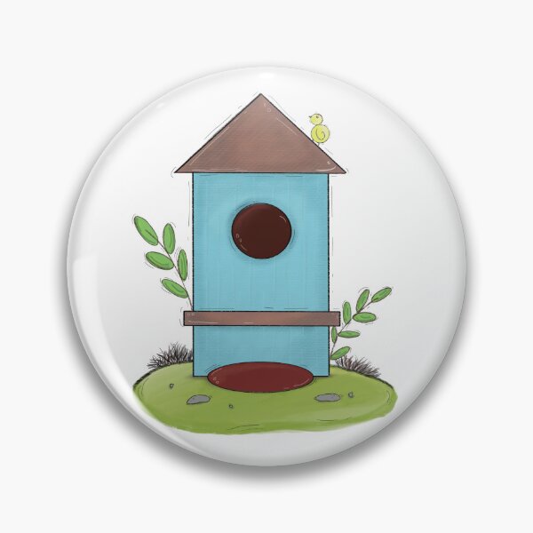 Item preview, Little Bird & Blue Birdhouse Hand-drawn Digital Illustration designed and sold by MyVisionaryHuez.