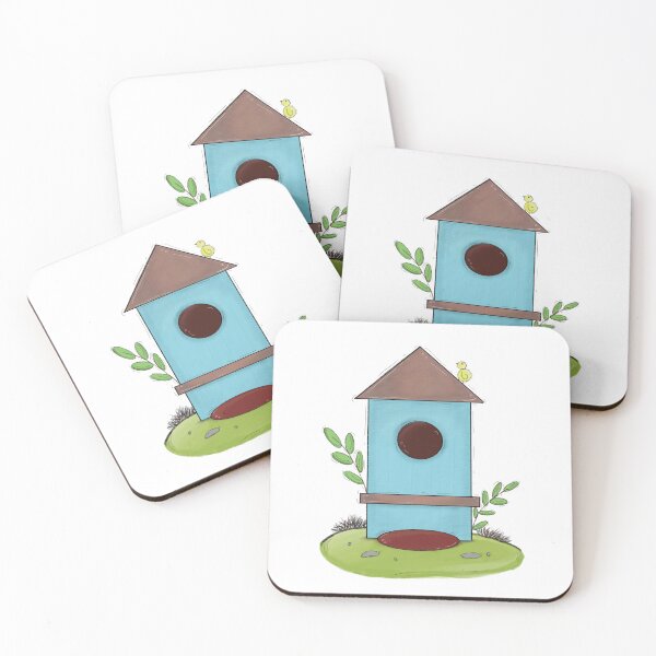 Item preview, Little Bird & Blue Birdhouse Hand-drawn Digital Illustration designed and sold by MyVisionaryHuez.