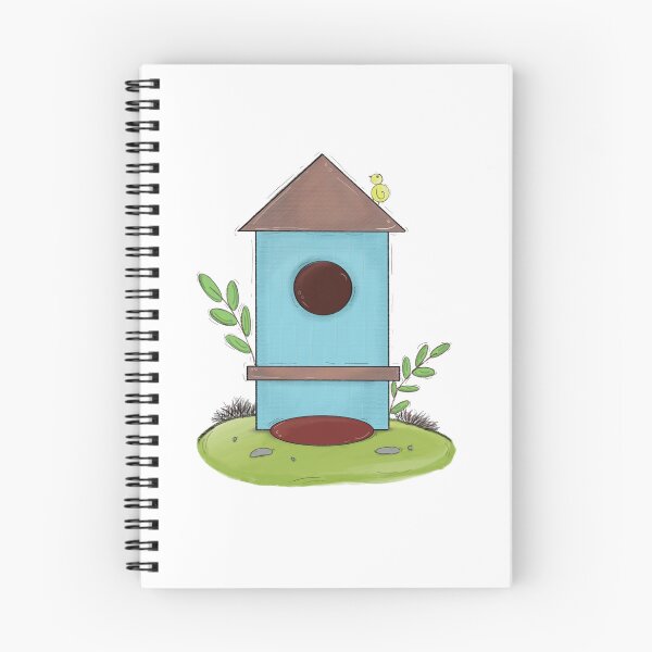 Item preview, Little Bird & Blue Birdhouse Hand-drawn Digital Illustration designed and sold by MyVisionaryHuez.
