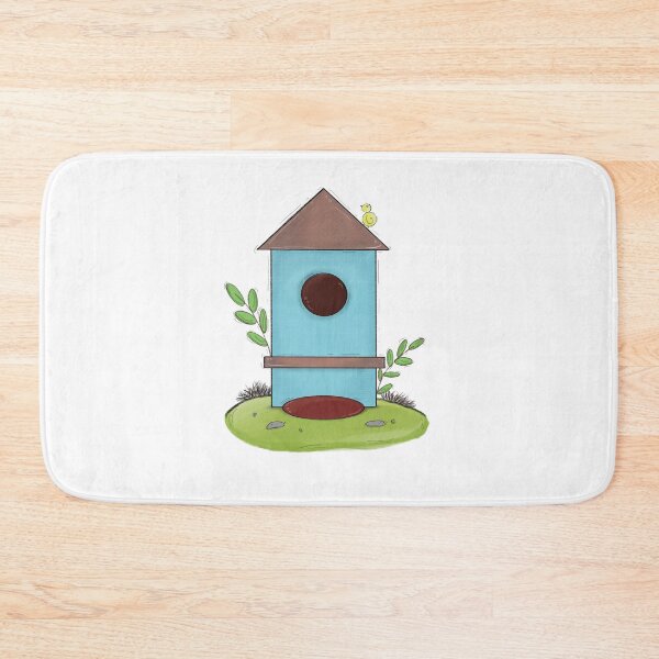 Item preview, Little Bird & Blue Birdhouse Hand-drawn Digital Illustration designed and sold by MyVisionaryHuez.