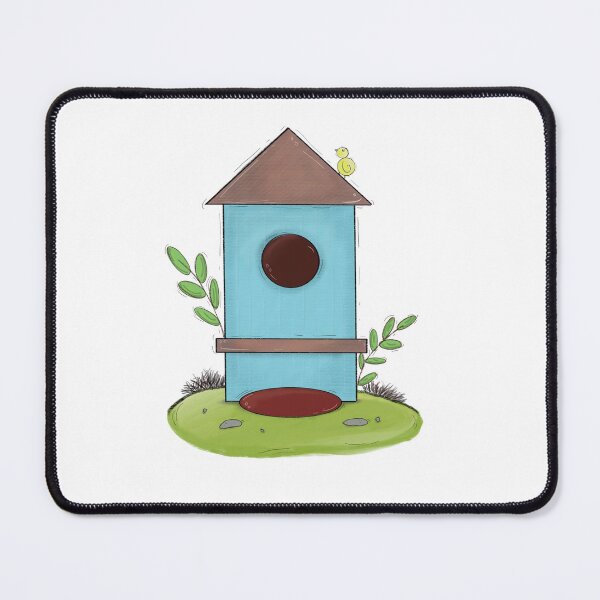 Item preview, Little Bird & Blue Birdhouse Hand-drawn Digital Illustration designed and sold by MyVisionaryHuez.