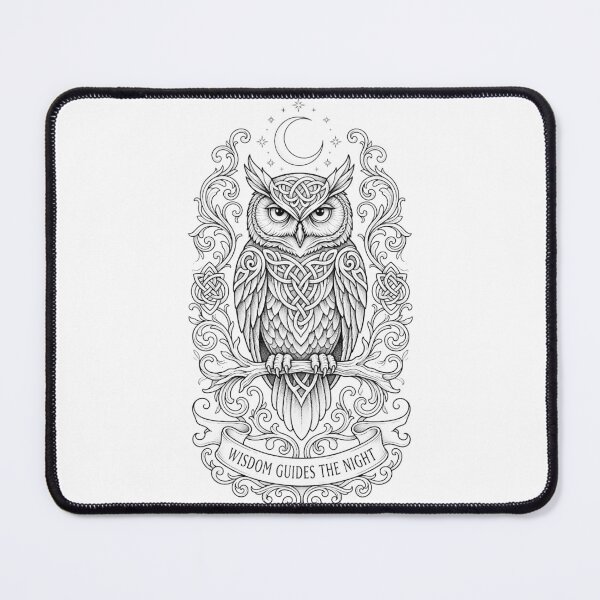 Item preview, Wisdom Guides the Night — Celtic Owl Dotwork Tattoo Art designed and sold by NikmaArt.