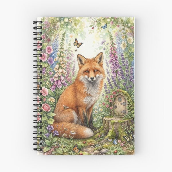 Item preview, Fox in Fairy Garden Watercolor Cottagecore Woodland Art designed and sold by CalmCapy Co.