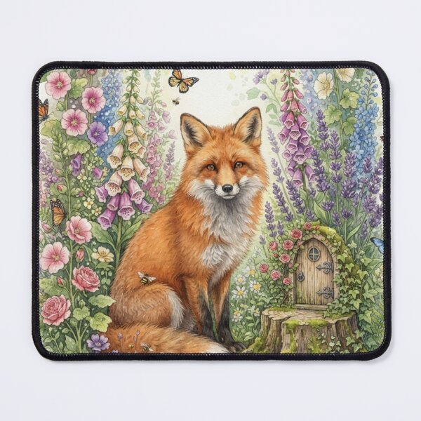 Item preview, Fox in Fairy Garden Watercolor Cottagecore Woodland Art designed and sold by CalmCapy Co.