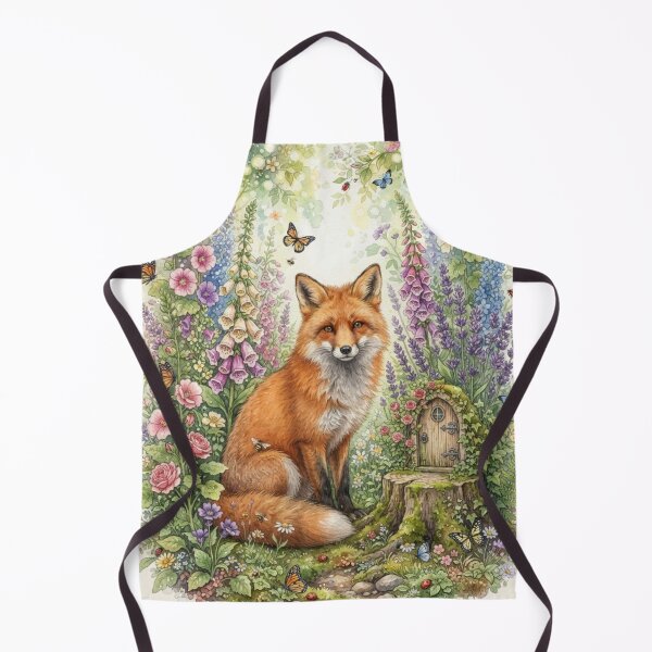 Item preview, Fox in Fairy Garden Watercolor Cottagecore Woodland Art designed and sold by CalmCapy Co.