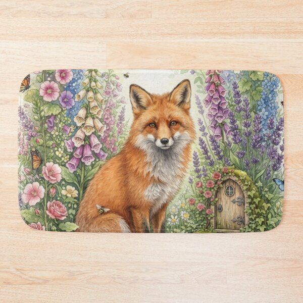 Item preview, Fox in Fairy Garden Watercolor Cottagecore Woodland Art designed and sold by CalmCapy Co.