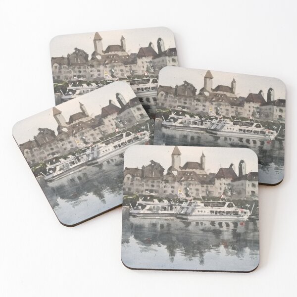 Item preview, Rapperswil Switzerland Lake Castle Watercolor designed and sold by SlavaArt.
