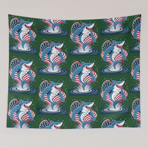 Item preview, Shark American Flag Usa 4Th Of July Funny Boys Girls Kids 321 designed and sold by Hoiaucraft123.