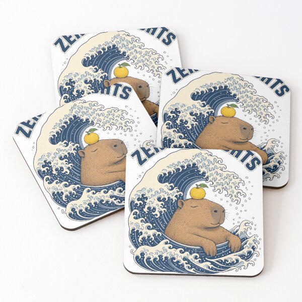 Item preview, Zen Capybara Great Wave Zero Thoughts Japanese Woodblock T-Shirt designed and sold by KIDEnia.