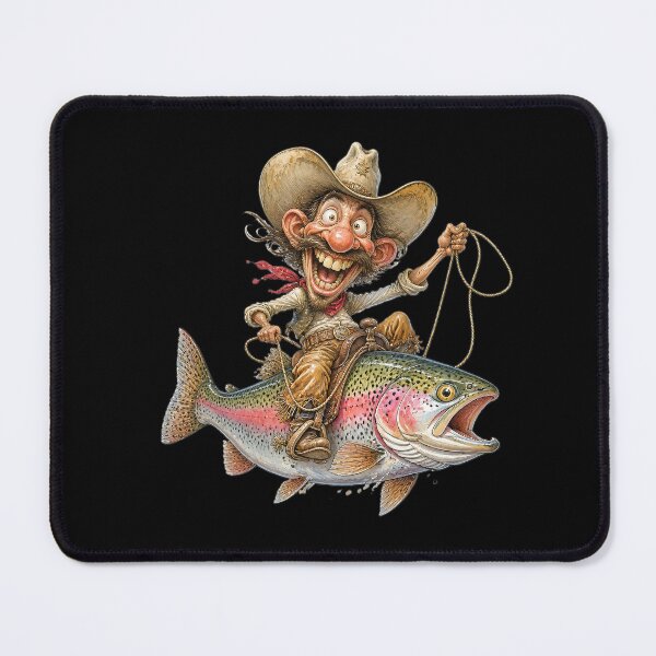 Item preview, Wild Cowboy Riding a Giant Rainbow Trout Adventure designed and sold by Wilcox PhotoArt.