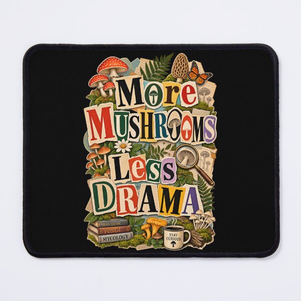 Item preview, More Mushrooms Less Drama – Vintage Mycology Mushroom ephemera Collage designed and sold by SidTastic .