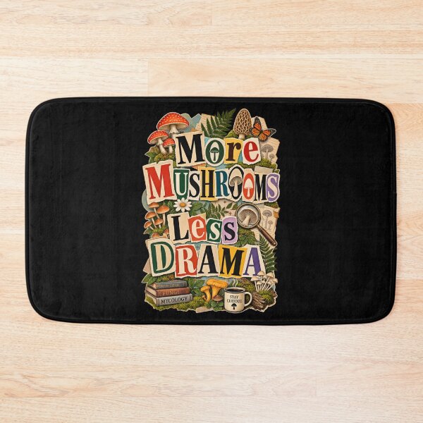 Item preview, More Mushrooms Less Drama – Vintage Mycology Mushroom ephemera Collage designed and sold by SidTastic .