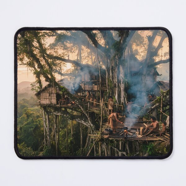 Item preview, Sanctuary in the Canopy: Treehouse Village in the Oceanic Jungle Art Print, Documentary Cultural Photography designed and sold by SOOstudio73.
