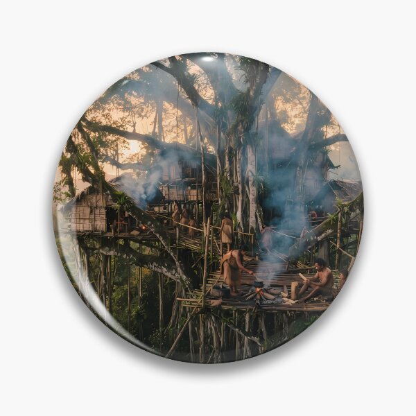 Item preview, Sanctuary in the Canopy: Treehouse Village in the Oceanic Jungle Art Print, Documentary Cultural Photography designed and sold by SOOstudio73.