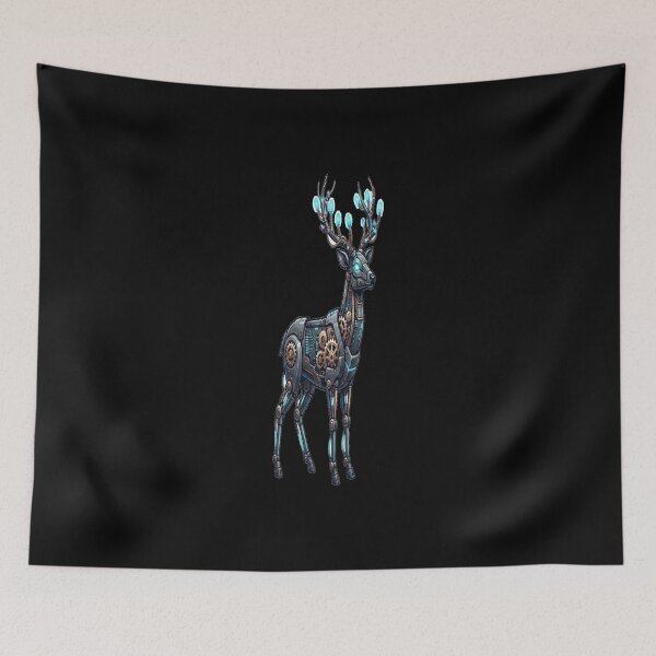 Item preview, Cyberpunk Mechanical Deer with Neon Antlers designed and sold by FABIOLA1970.