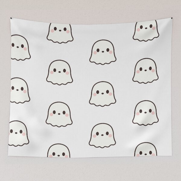 Item preview, Cute Kawaii Ghost with Pink Cheeks - Spooky Little Ghost designed and sold by cutepid.