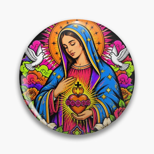Item preview, Psychedelic Neon Virgin Mary Immaculate Heart Pop Art designed and sold by Skyrocketz.