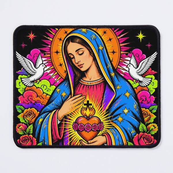Item preview, Psychedelic Neon Virgin Mary Immaculate Heart Pop Art designed and sold by Skyrocketz.