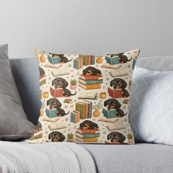 Item preview, Bookish Dachshund Pattern – Cozy Reading Dog Design designed and sold by Luna & Cleo Creative.