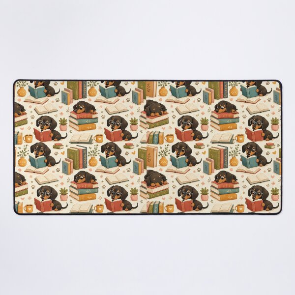Item preview, Bookish Dachshund Pattern – Cozy Reading Dog Design designed and sold by Luna & Cleo Creative.