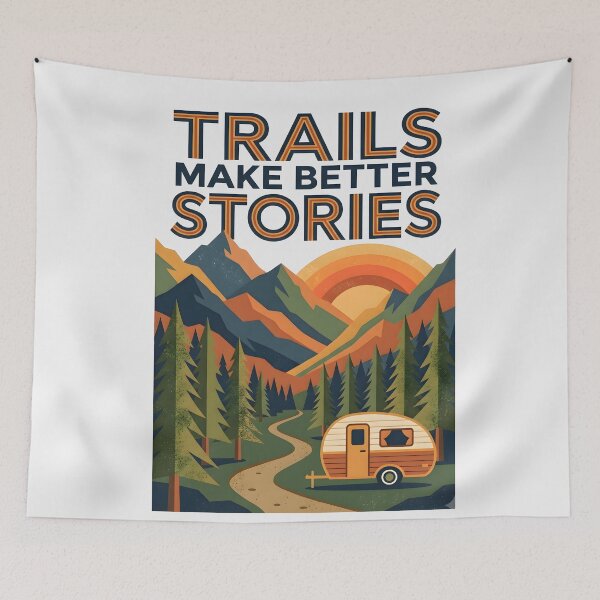 Item preview, Trails Make Better Stories Vintage Hiking Mountain designed and sold by hutofdesigns.