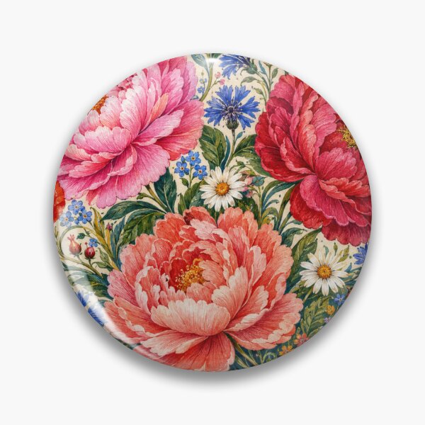 Item preview, Łowicz Garden Peonies – Polish Folk Floral Art designed and sold by MarekoraStudio.
