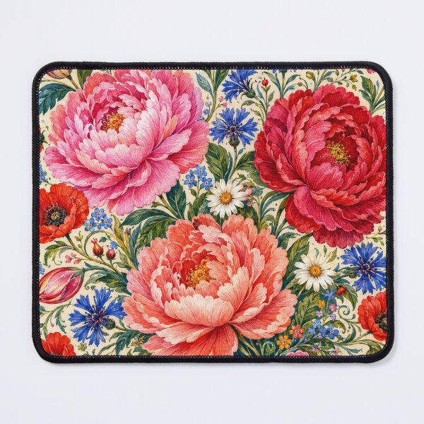 Item preview, Łowicz Garden Peonies – Polish Folk Floral Art designed and sold by MarekoraStudio.