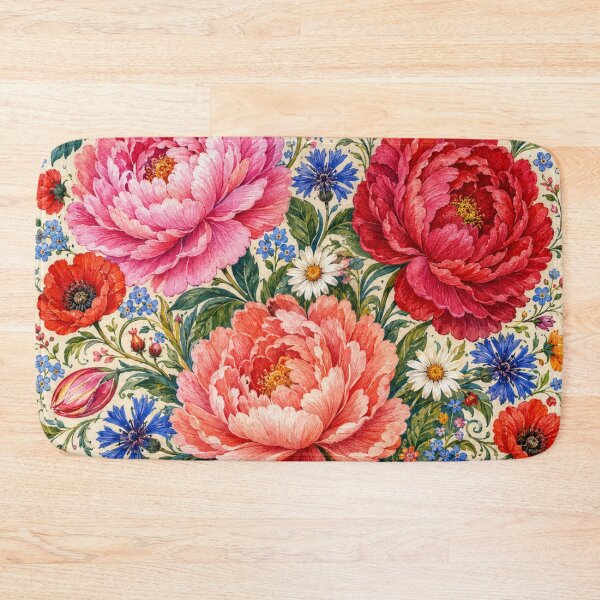 Item preview, Łowicz Garden Peonies – Polish Folk Floral Art designed and sold by MarekoraStudio.