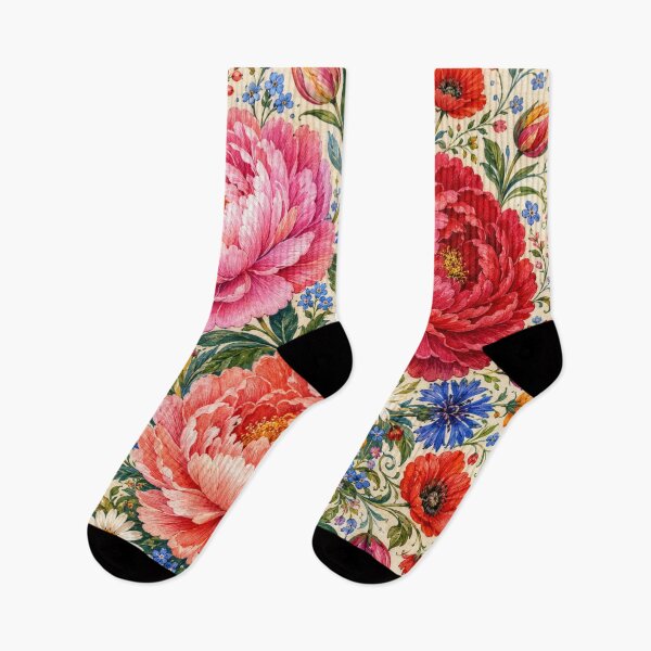 Item preview, Łowicz Garden Peonies – Polish Folk Floral Art designed and sold by MarekoraStudio.