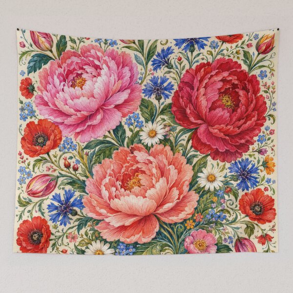 Item preview, Łowicz Garden Peonies – Polish Folk Floral Art designed and sold by MarekoraStudio.