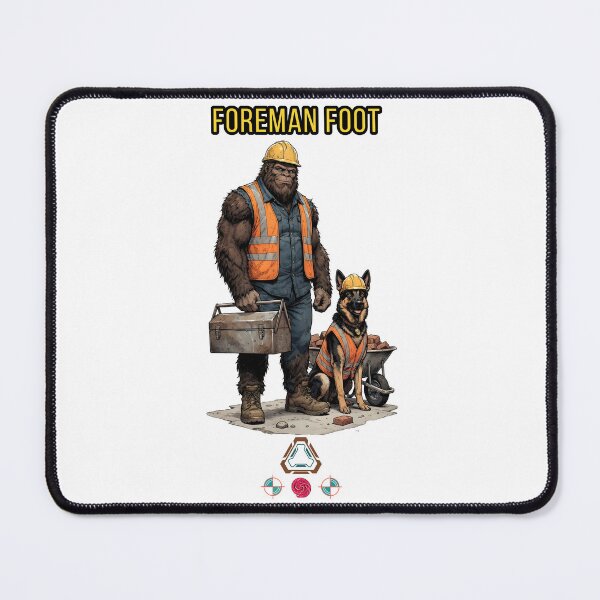 Item preview, Bigfoot and German Shepherd Construction Workers Funny Blue-Collar Graphic designed and sold by Whimsy Trail Co.