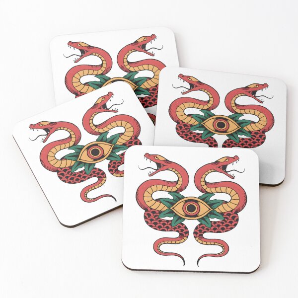 Item preview, Traditional Tattoo Twin Serpents All Seeing Eye designed and sold by Wongvian.