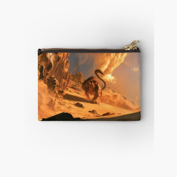 Item preview, A deadly Manticore stalking across scorching desert dunes beneath ancient ruined temples, Fantasy & Mythological Creatures designed and sold by CDC40.