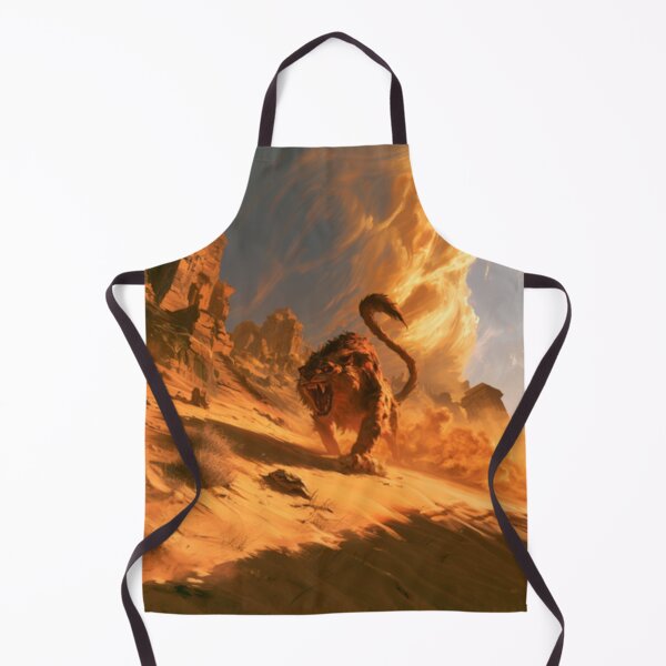 Item preview, A deadly Manticore stalking across scorching desert dunes beneath ancient ruined temples, Fantasy & Mythological Creatures designed and sold by CDC40.