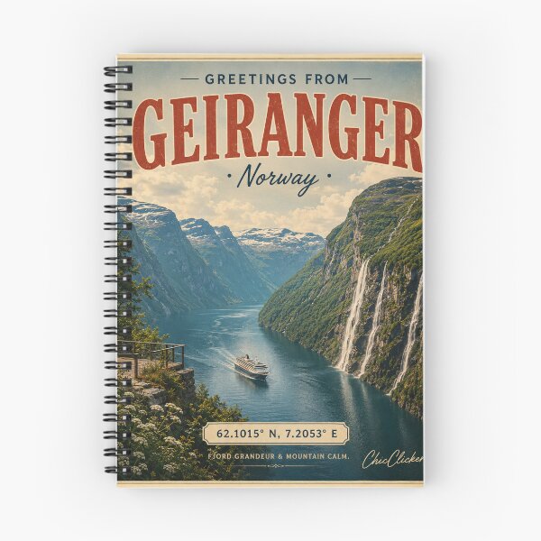 Item preview, Geiranger Norway Vintage Postcard – Fjord Travel Poster designed and sold by ChicClicker.