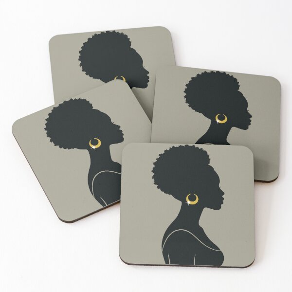 Item preview, Elegant Afro Silhouette with Gold Earring designed and sold by MammothArt.