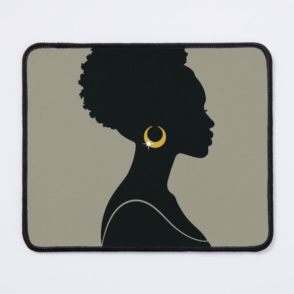 Item preview, Elegant Afro Silhouette with Gold Earring designed and sold by MammothArt.