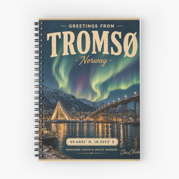 Item preview, Tromsø Norway Vintage Postcard – Northern Lights Travel Poster designed and sold by ChicClicker.