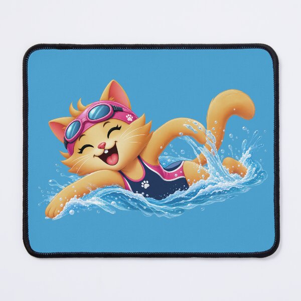 Item preview, Cute Swimming Cat in Pink Goggles designed and sold by Karamram Studio.