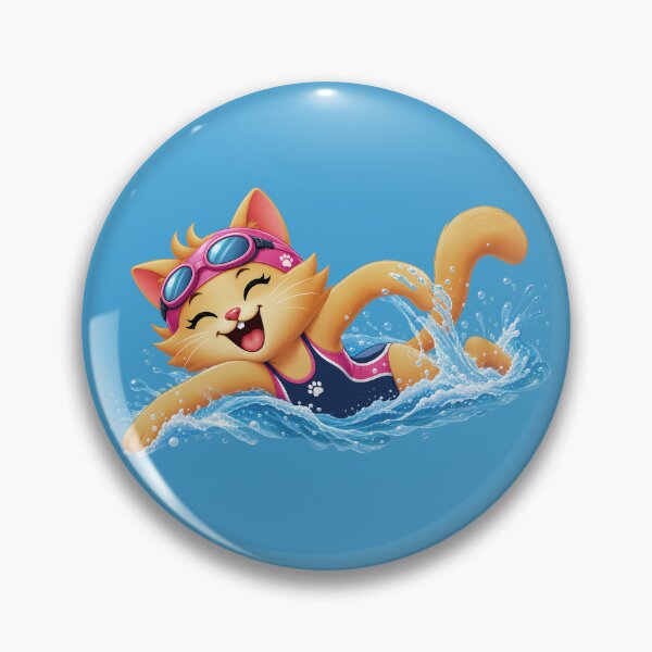 Item preview, Cute Swimming Cat in Pink Goggles designed and sold by Karamram Studio.