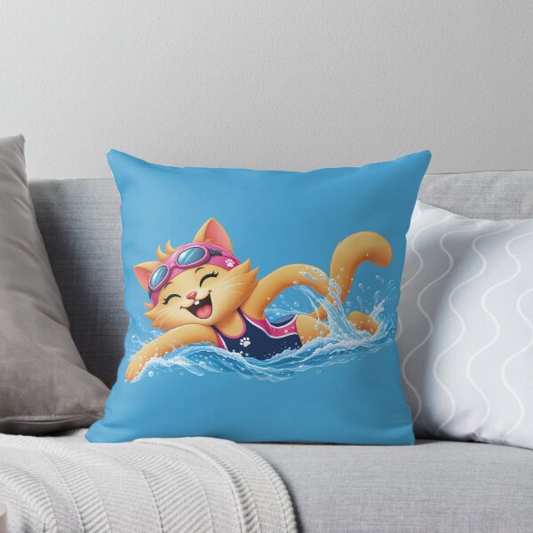 Item preview, Cute Swimming Cat in Pink Goggles designed and sold by Karamram Studio.