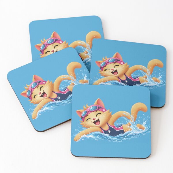 Item preview, Cute Swimming Cat in Pink Goggles designed and sold by Karamram Studio.