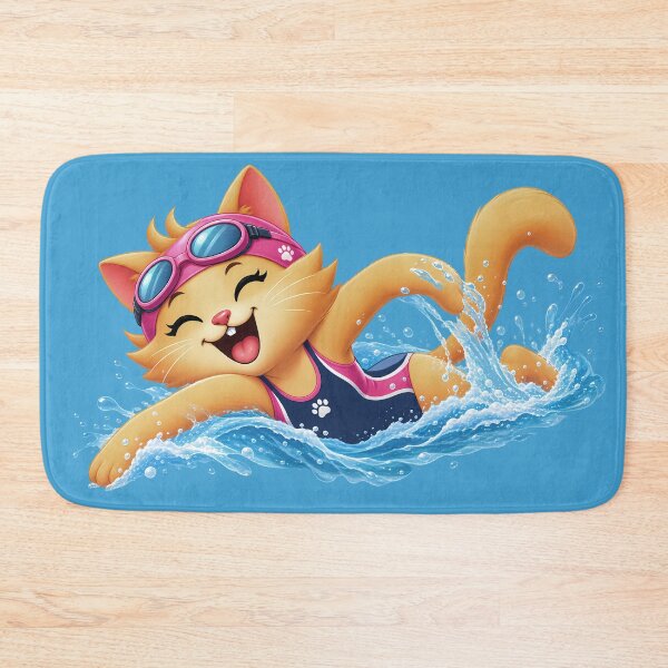 Item preview, Cute Swimming Cat in Pink Goggles designed and sold by Karamram Studio.