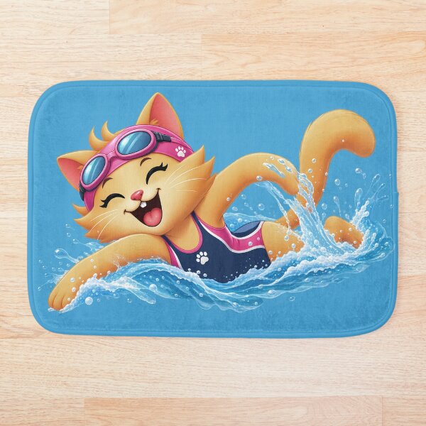 Item preview, Cute Swimming Cat in Pink Goggles designed and sold by Karamram Studio.