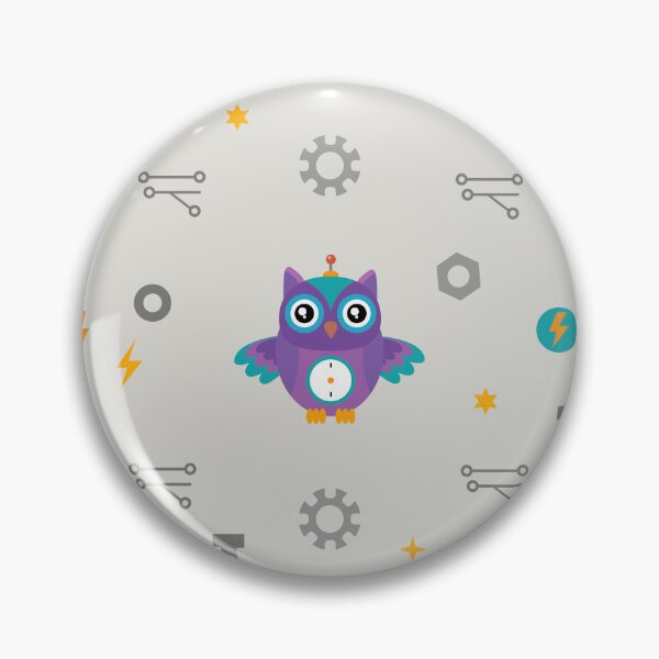 Item preview, Cute Purple Robot Owl Gears Seamless Pattern designed and sold by ElenMart.