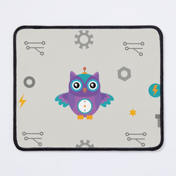 Item preview, Cute Purple Robot Owl Gears Seamless Pattern designed and sold by ElenMart.