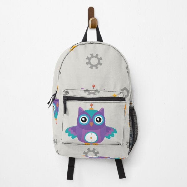 Item preview, Cute Purple Robot Owl Gears Seamless Pattern designed and sold by ElenMart.