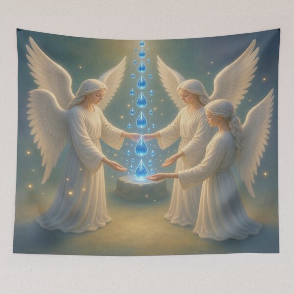 Item preview, Three Angels with Divine Glowing Water Drops designed and sold by Breezes-of-Ida.